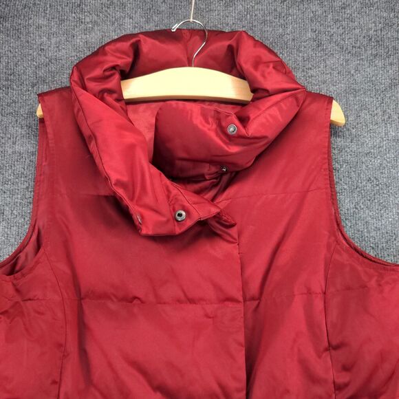 J Jill Down Puffer Vest Womens Size M Red Sleeveless Snap Button - Picture 7 of 13